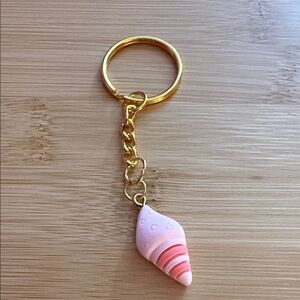 Pink and Gold Ice Cream Cone Keychain